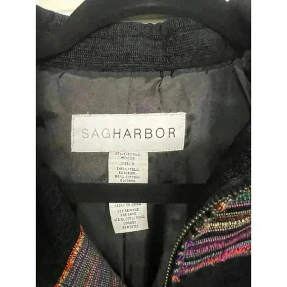Sag Harbor Full Zip Blazer Vintage Black Multi Stripe ladies size 8 - Picture 4 of 10